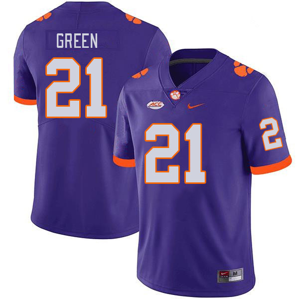 Men #21 Jarvis Green Clemson Tigers College Football Jerseys Stitched Sale-Purple - Click Image to Close